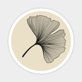 Ginkgo Biloba leaf black & white Magnet